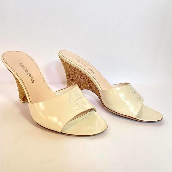 Authentic Armani Psychedelic Optical Illusion White Logo Wedges size 5.5 - Picture 3 of 4